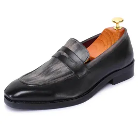 7 CM / 2.76 Inches Taller - CMR CHAMARIPA  Height Increasing Shoes For Men - Handcrafted Penny Loafers - Black