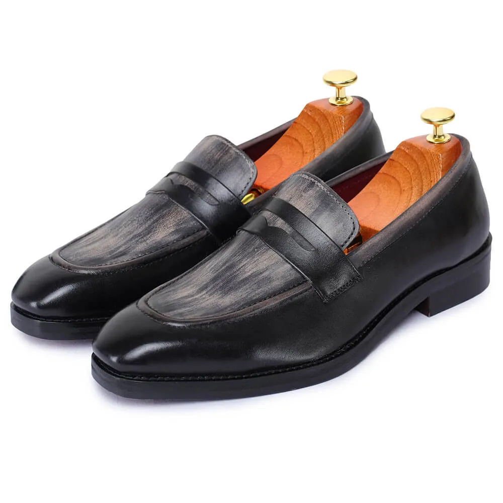 7 CM / 2.76 Inches Taller - CMR CHAMARIPA  Height Increasing Shoes For Men - Handcrafted Penny Loafers - Black