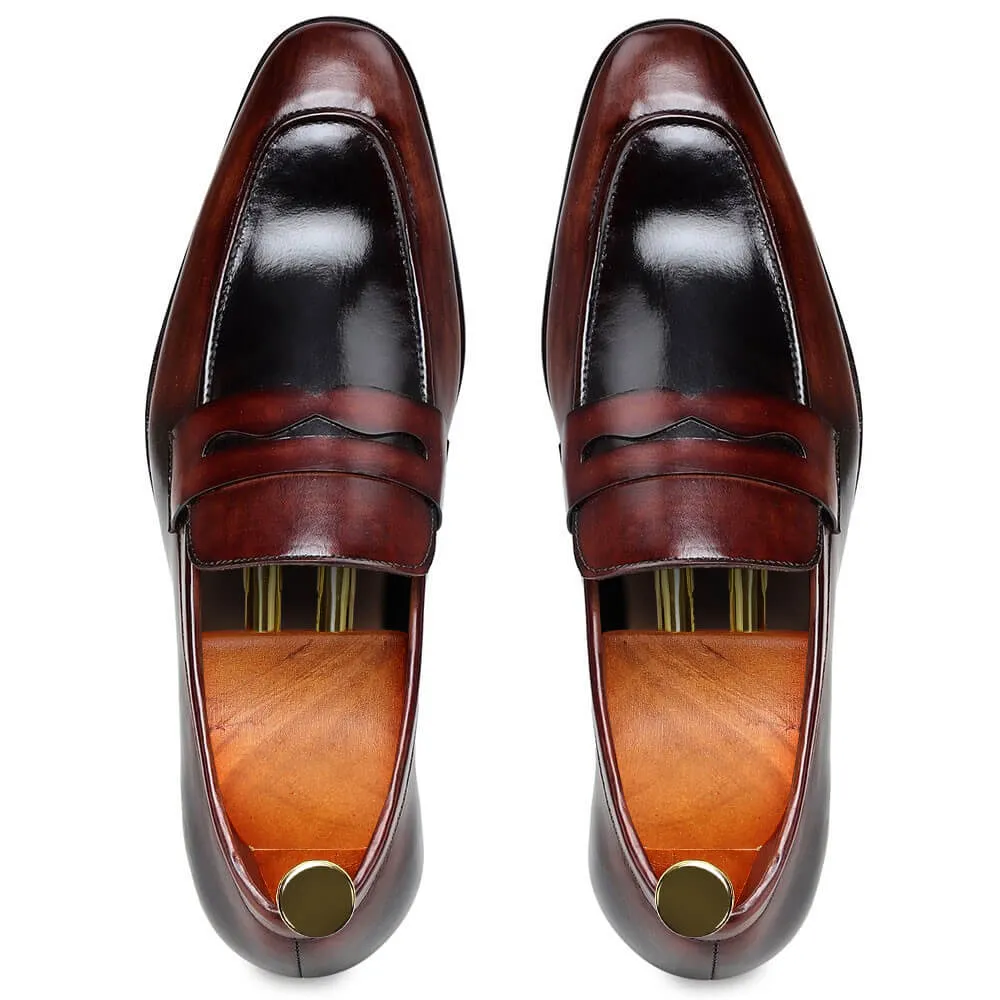 7 CM / 2.76 Inches Taller - CMR CHAMARIPA  Height Increasing Shoes For Men - Handcrafted Penny Loafers - Brown