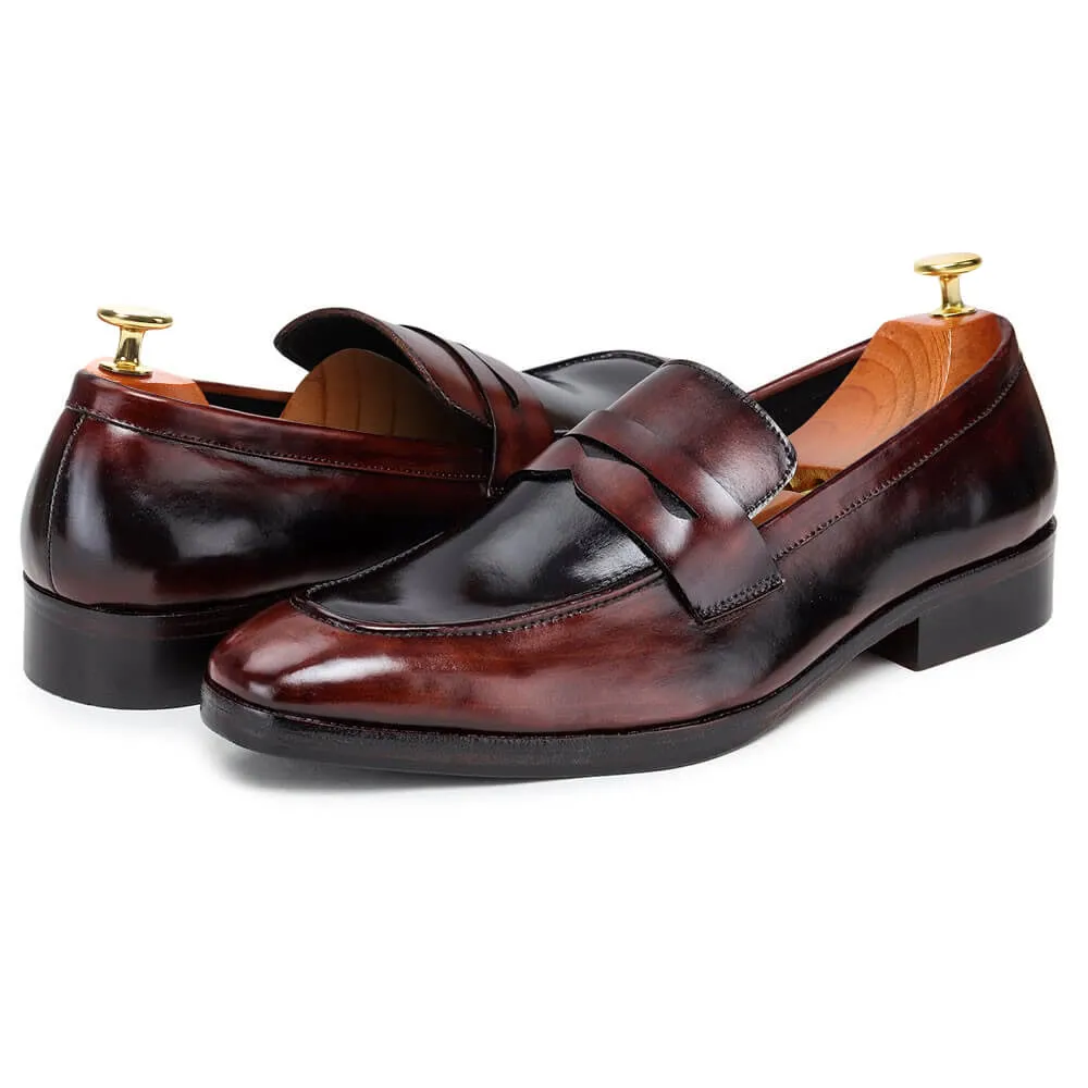 7 CM / 2.76 Inches Taller - CMR CHAMARIPA  Height Increasing Shoes For Men - Handcrafted Penny Loafers - Brown