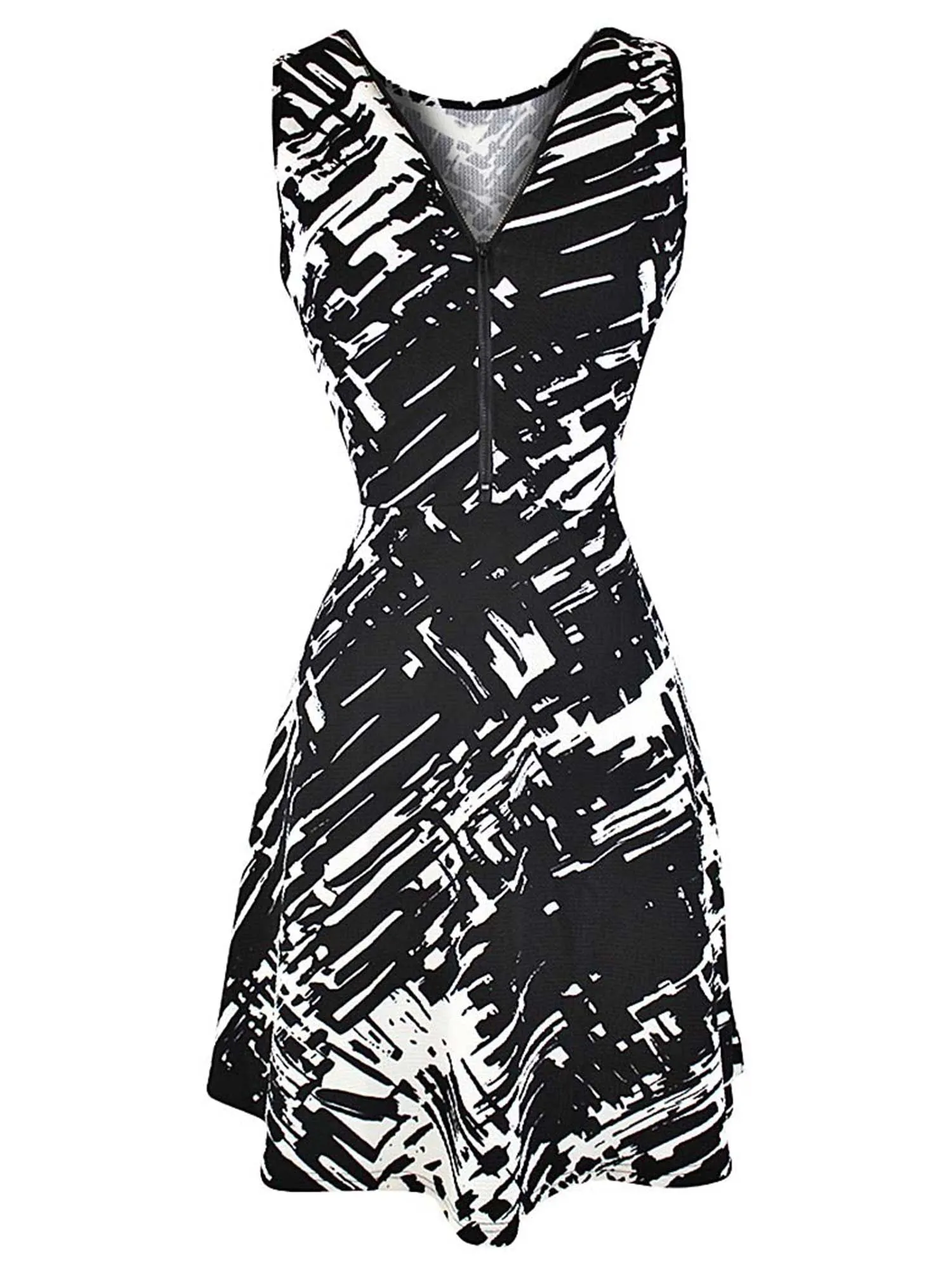 Abstract Print Sleeveless Dress