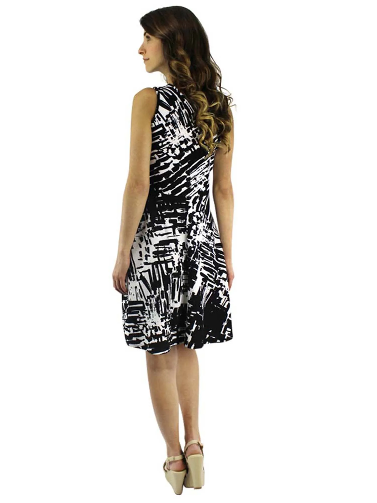 Abstract Print Sleeveless Dress