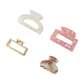 Accessorize London Women's Mixed Resin Claw Clip Set of 4-Pink