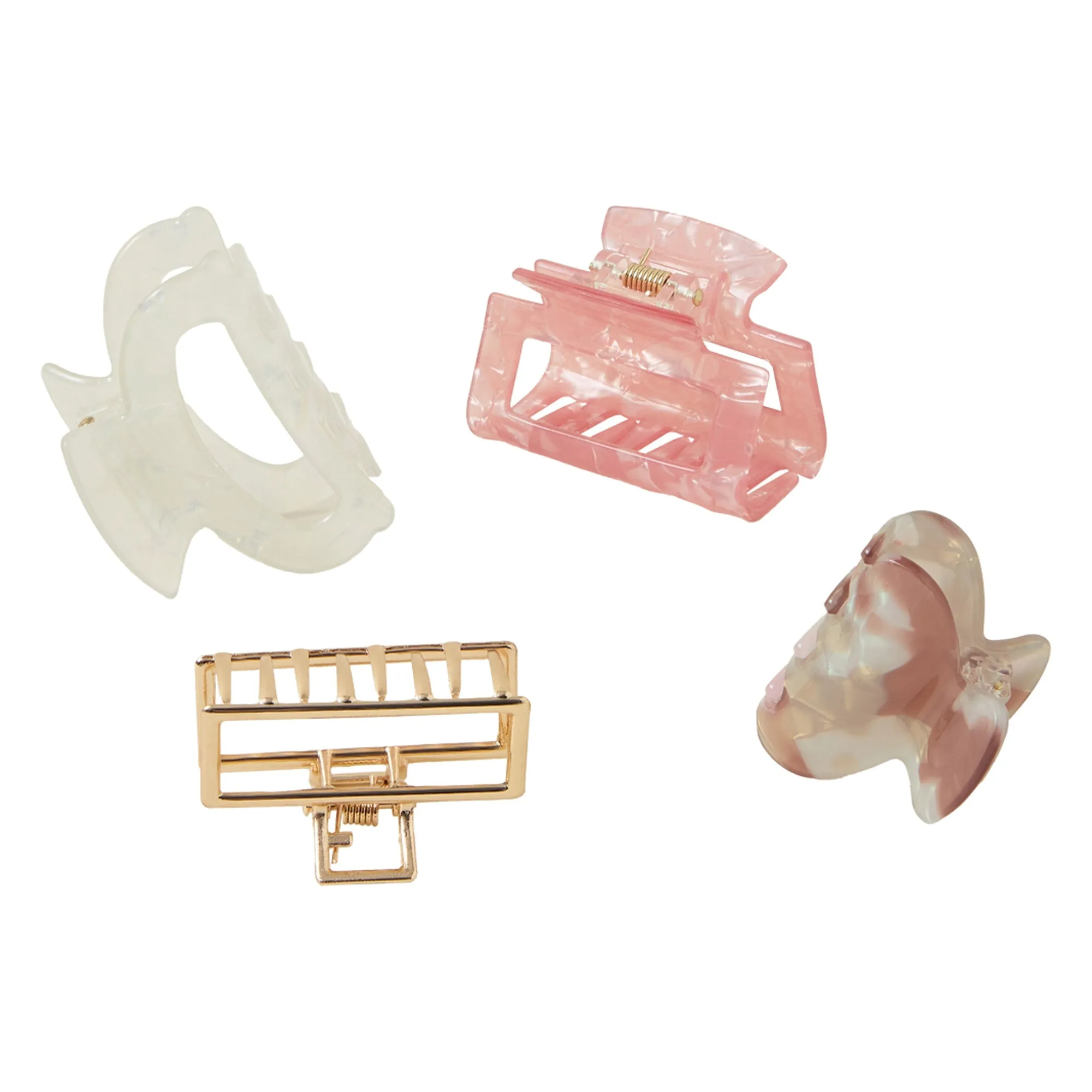 Accessorize London Women's Mixed Resin Claw Clip Set of 4-Pink