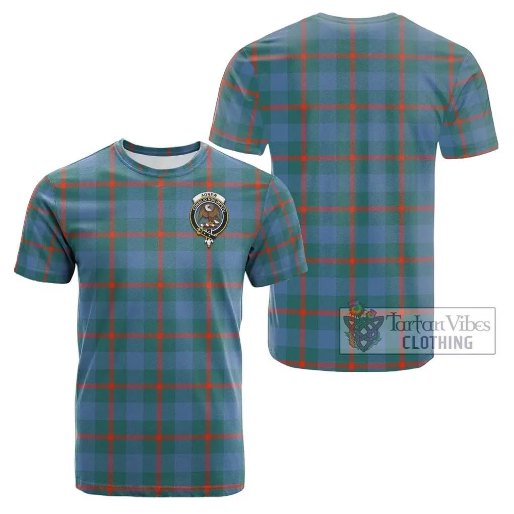 Agnew Ancient Tartan Cotton T-Shirt with Family Crest