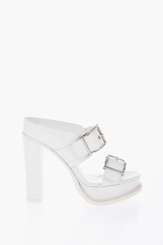 Alexander McQueen Leather Sandals With Buckles Heel 13 cm