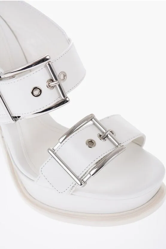 Alexander McQueen Leather Sandals With Buckles Heel 13 cm