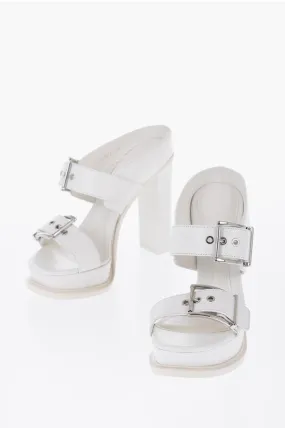 Alexander McQueen Leather Sandals With Buckles Heel 13 cm