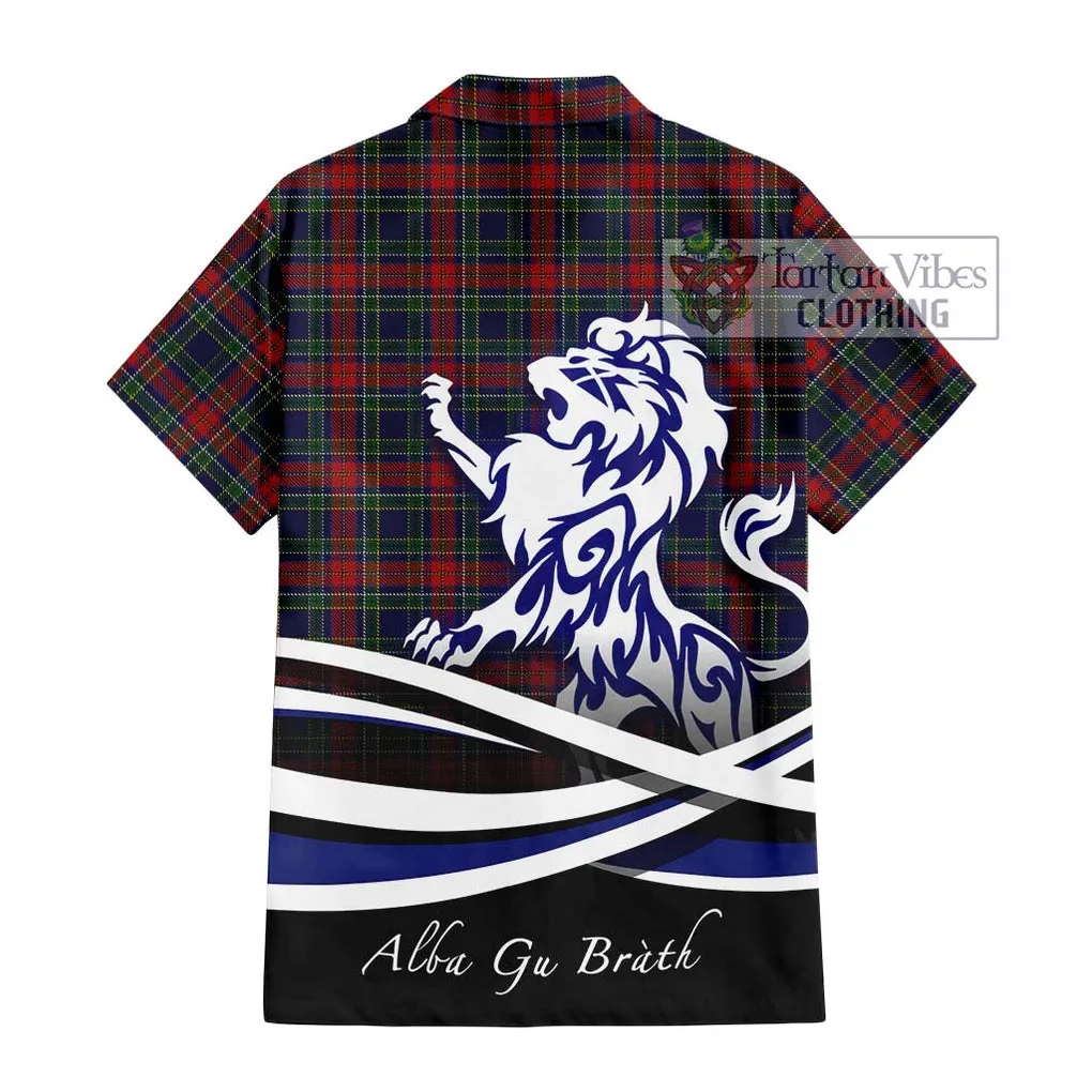 Allison Red Tartan Short Sleeve Button Shirt with Alba Gu Brath Regal Lion Emblem