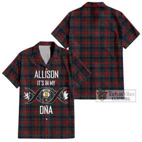 Allison Red Tartan Short Sleeve Button Shirt with Family Crest DNA In Me Style