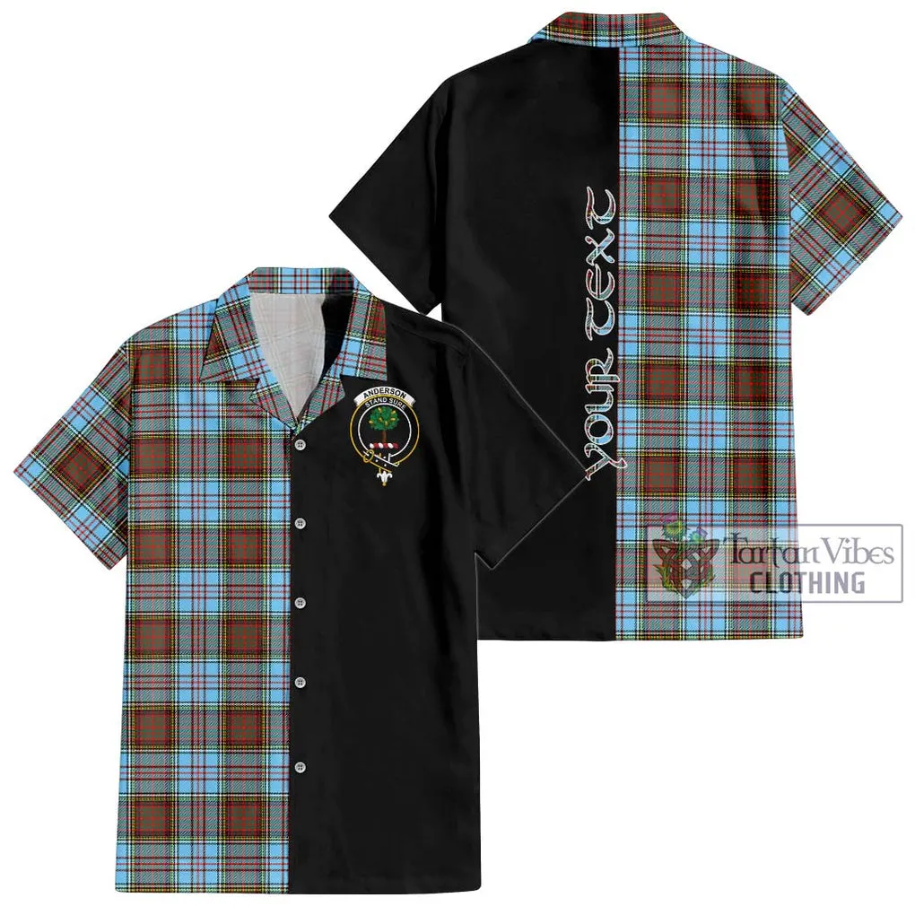 Anderson Ancient Tartan Short Sleeve Button Shirt with Family Crest and Half Of Me Style