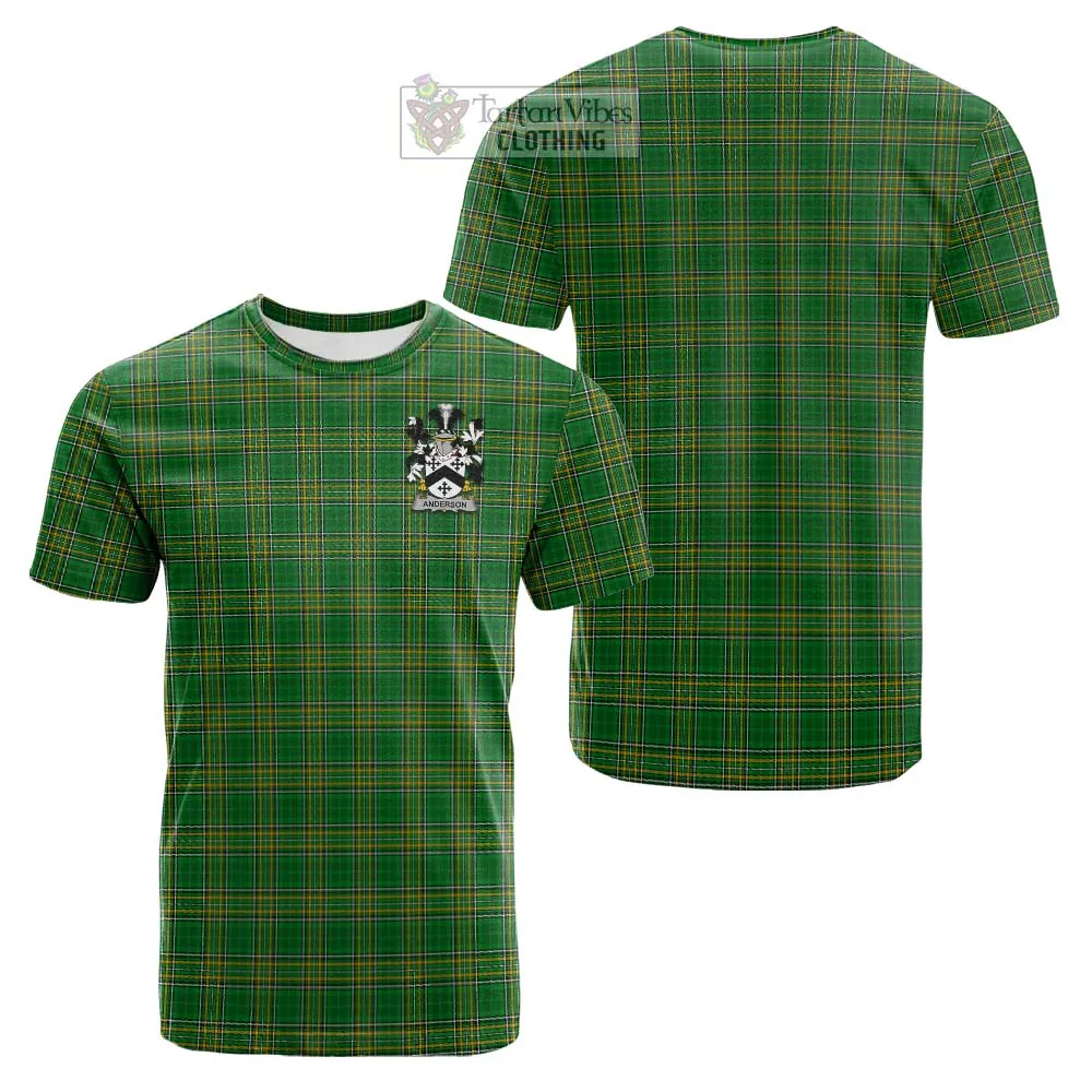 Anderson Irish Clan Tartan Cotton T-shirt with Coat of Arms