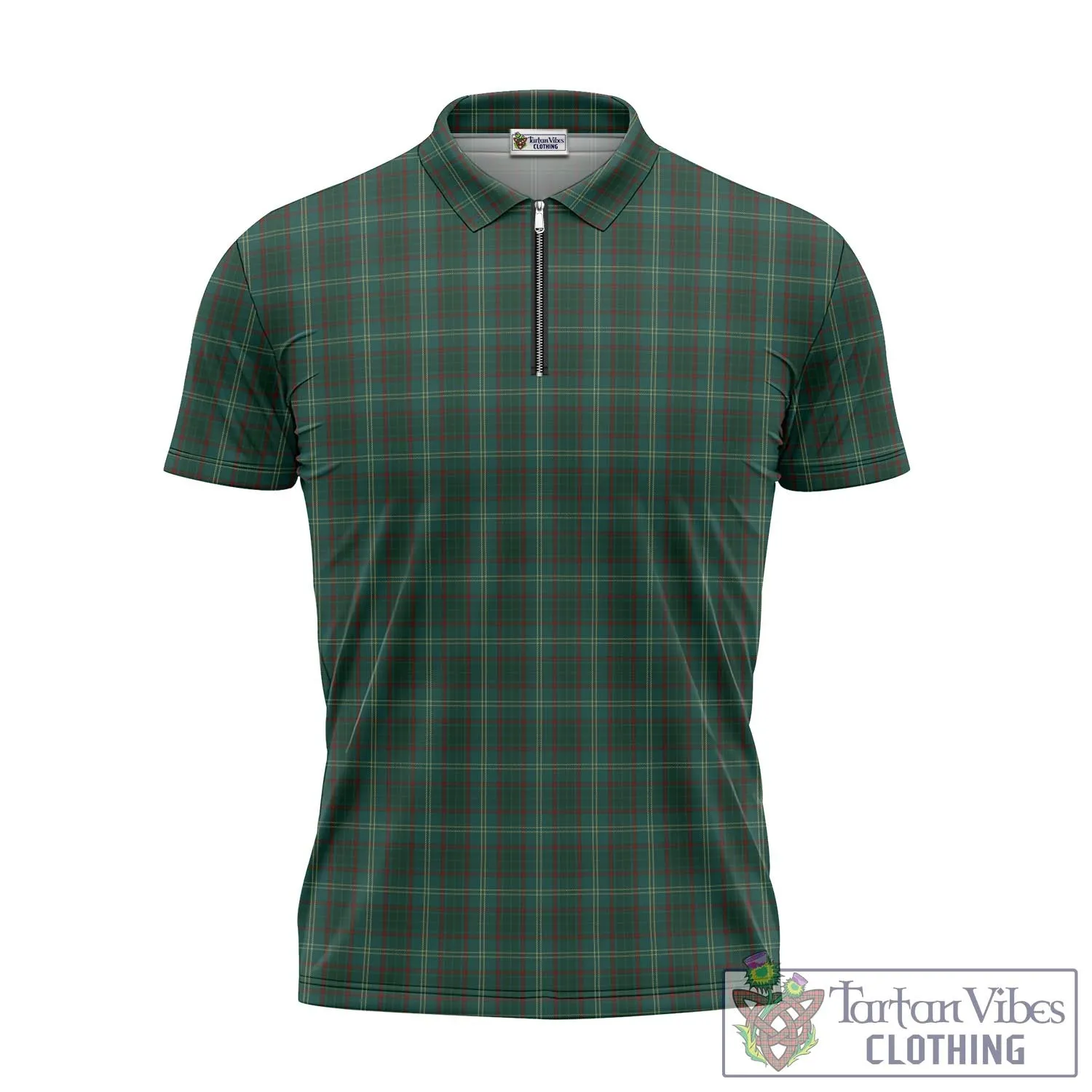 Armagh County Ireland Tartan Zipper Polo Shirt