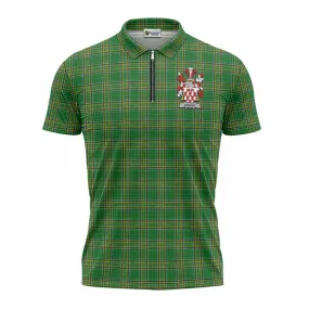 Armory Irish Clan Tartan Zipper Polo Shirt with Coat of Arms