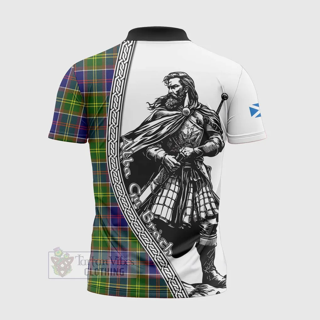 Arnott Tartan Clan Crest Zipper Polo Shirt with Highlander Warrior Celtic Style