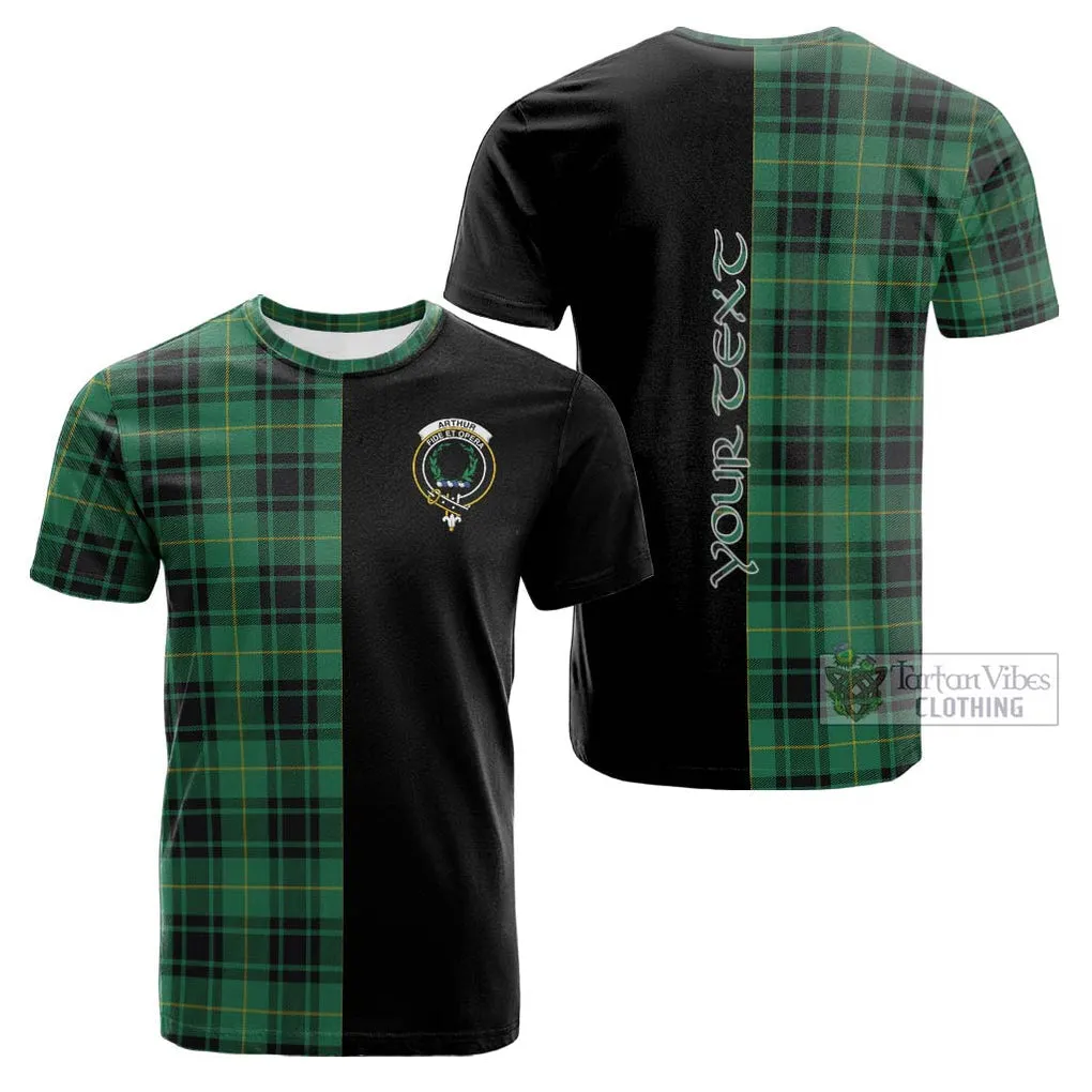 Arthur Ancient Tartan Cotton T-shirt with Family Crest and Half Of Me Style