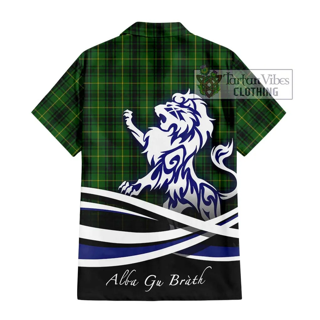 Arthur Tartan Short Sleeve Button Shirt with Alba Gu Brath Regal Lion Emblem