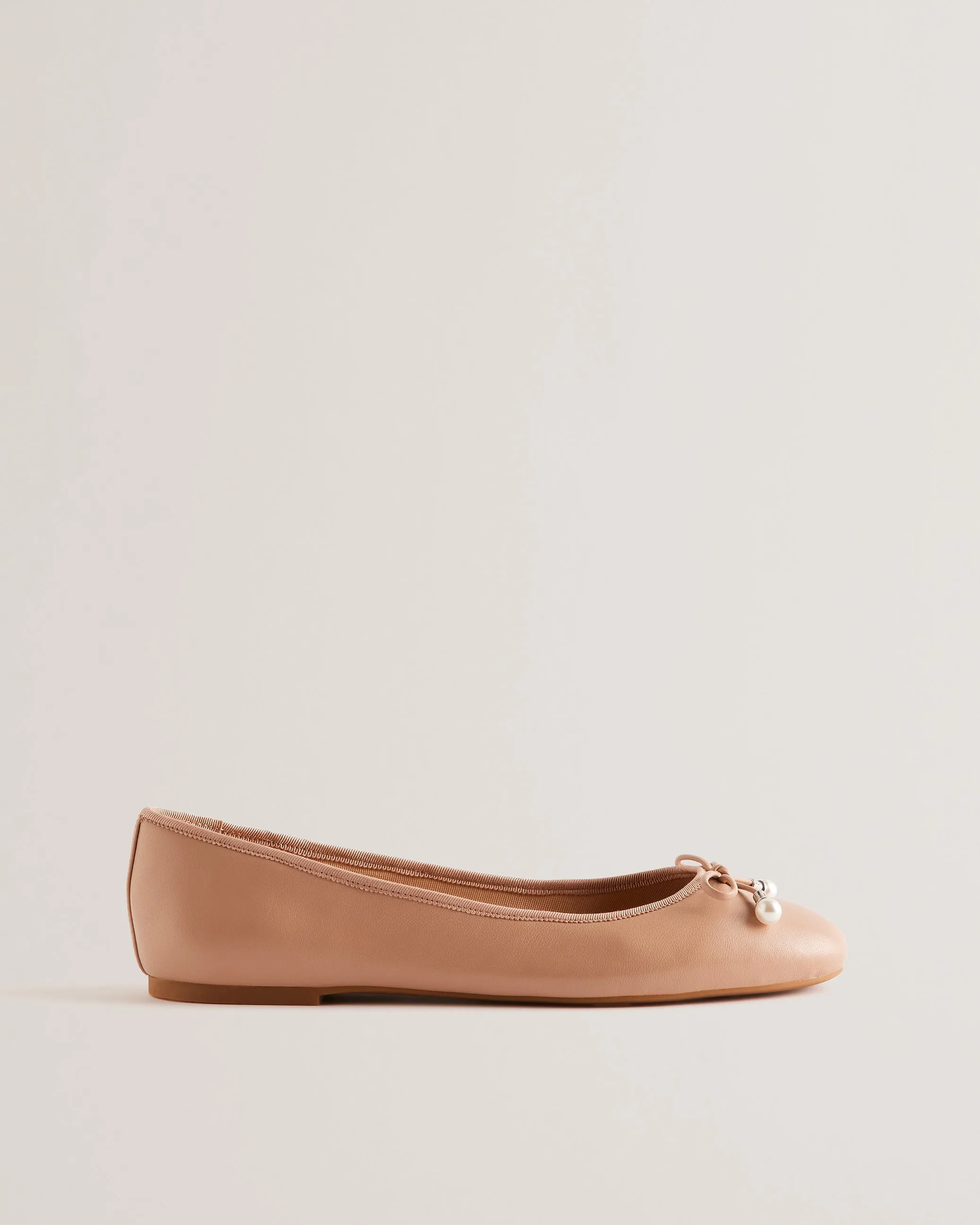 Ayvvah Bow Detail Leather Ballet Flats Pink