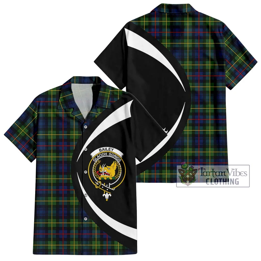 Bailey Modern Tartan Short Sleeve Button Up with Family Crest Circle Style