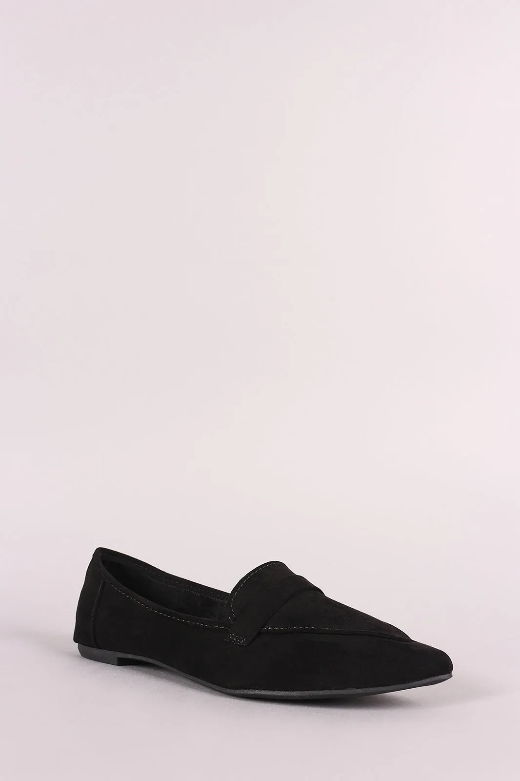 Bamboo Suede Pointy Toe Loafer Flat