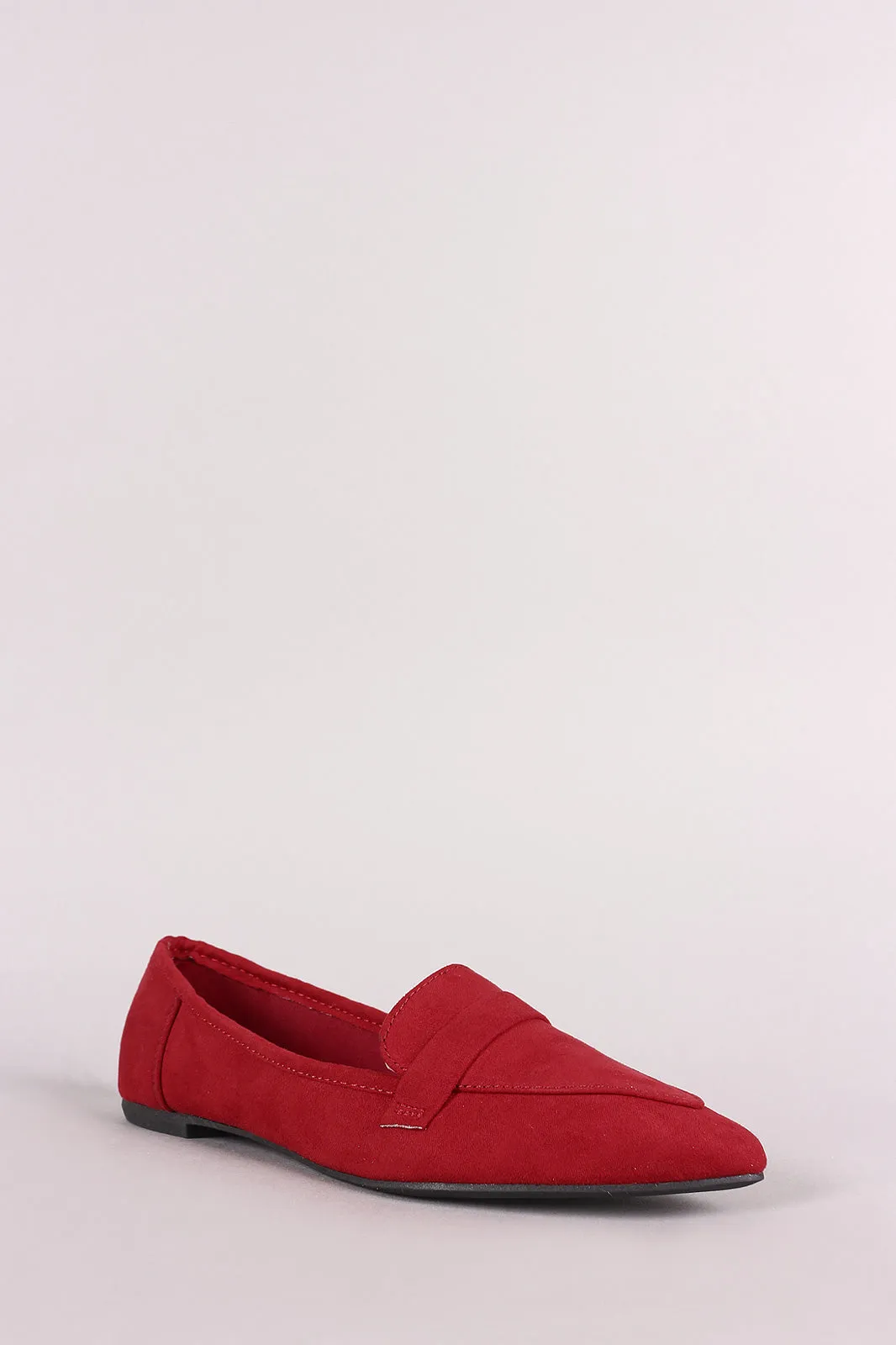 Bamboo Suede Pointy Toe Loafer Flat