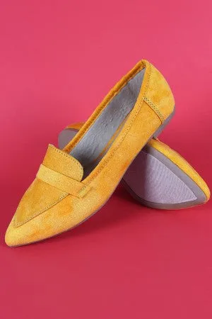 Bamboo Suede Pointy Toe Loafer Flat