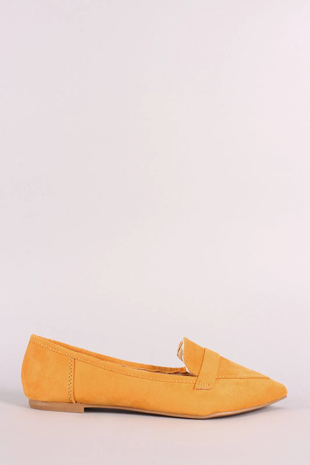 Bamboo Suede Pointy Toe Loafer Flat