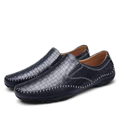 Banggood Shoes Men Leather Woven Style Loafers