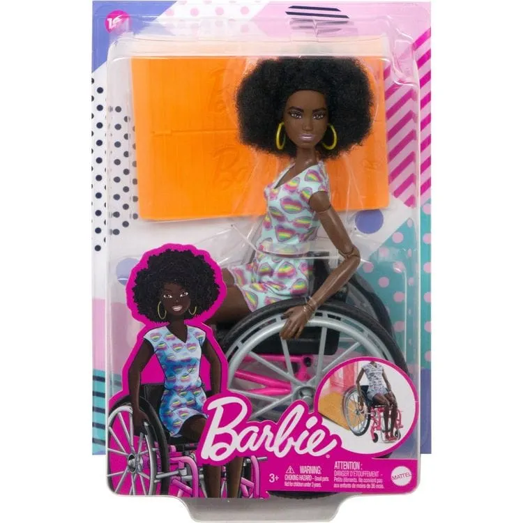 Barbie Fashionistas Doll #194 With Wheelchair & Ramp - Curly Brown Hair