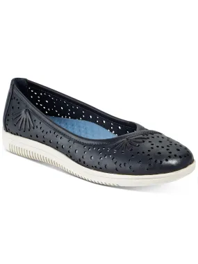 BARETRAPS Womens Navy Cushioned Breathable Perforated Arch Support Nissa Round Toe Wedge Slip On Flats Shoes M