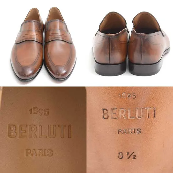 Berluti Leather Loafers Flat Shoes Brown