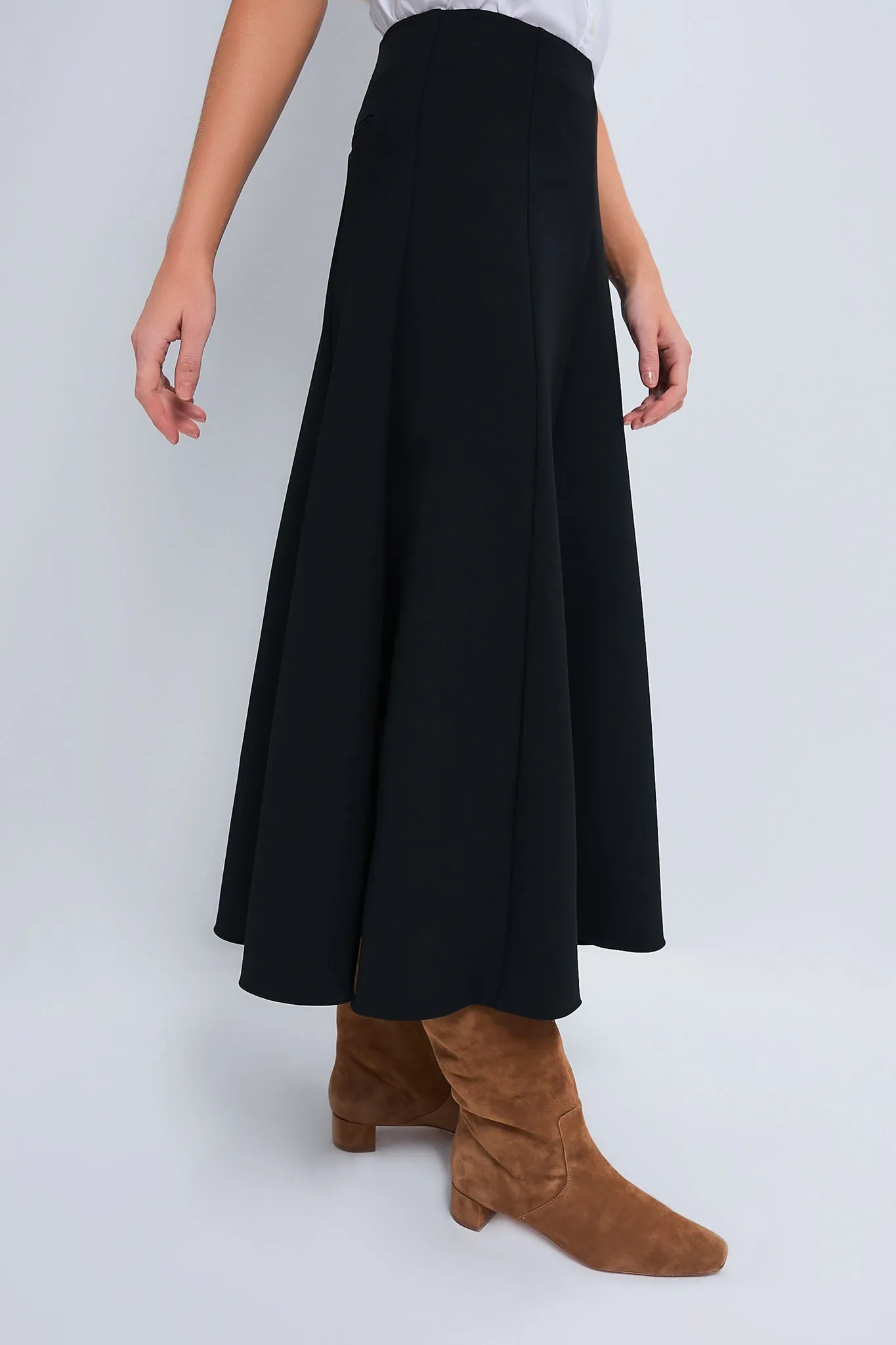 Black Dottie Aline Midi Skirt