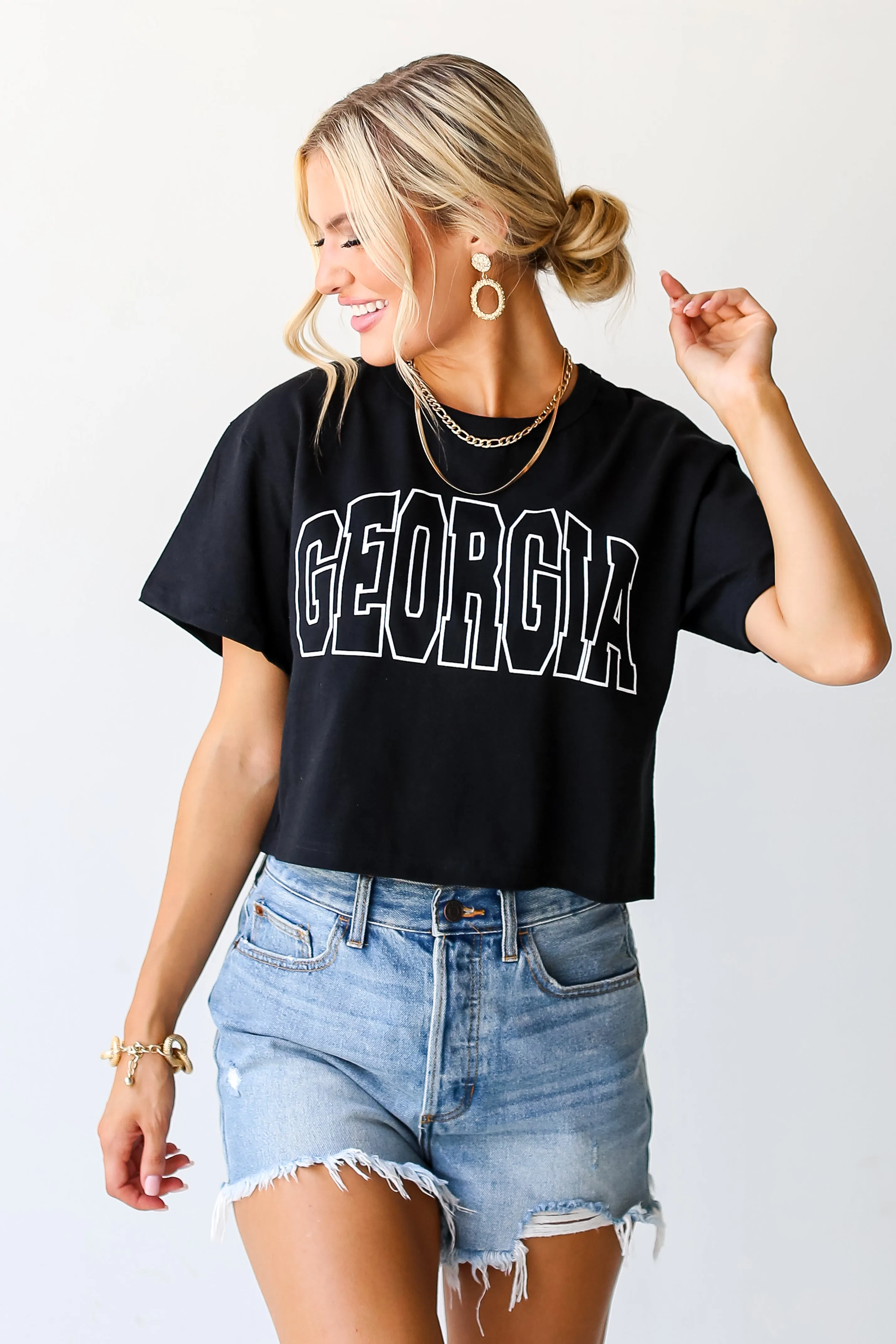 Black Georgia Cropped Tee