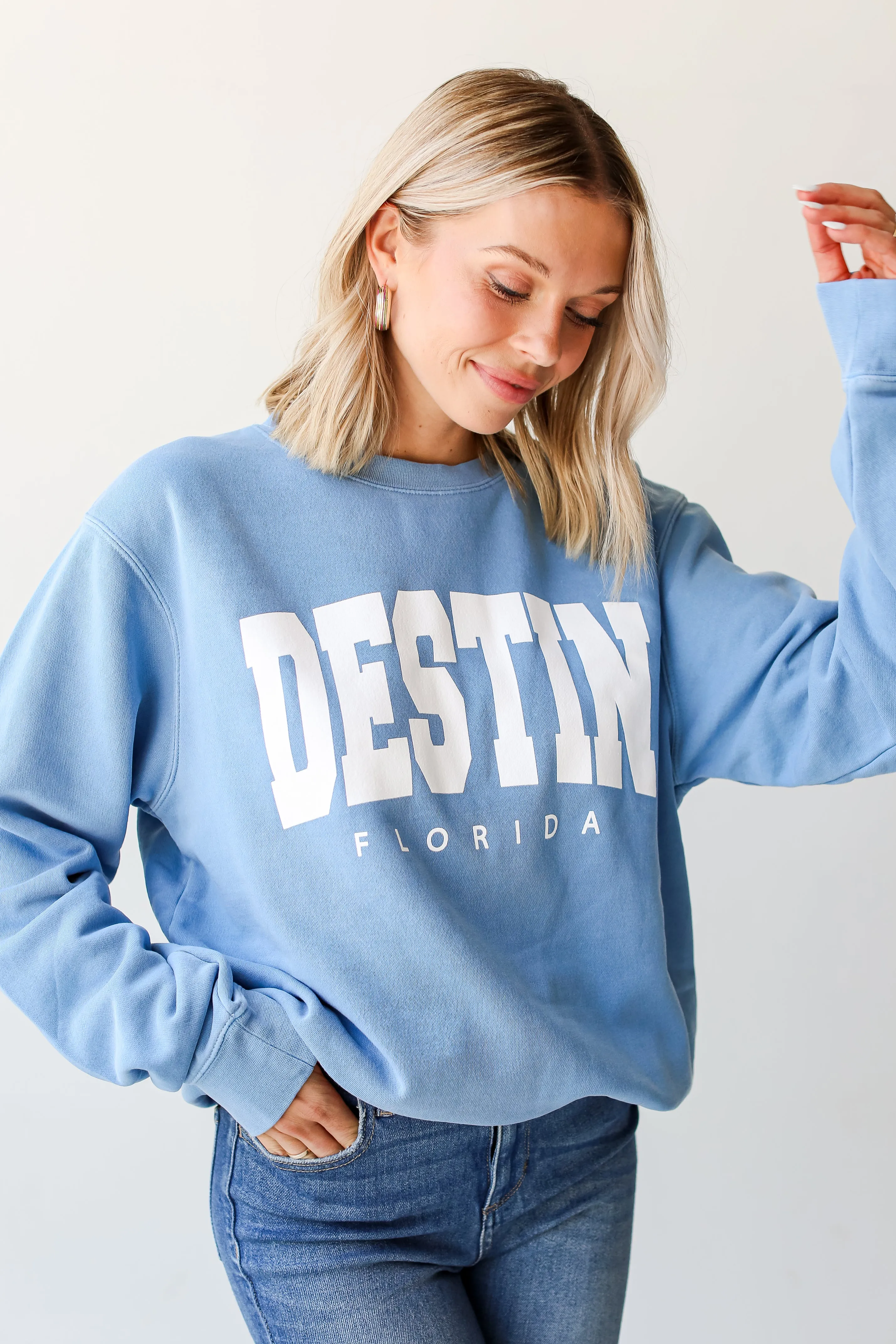 Blue Destin Florida Block Letter Sweatshirt