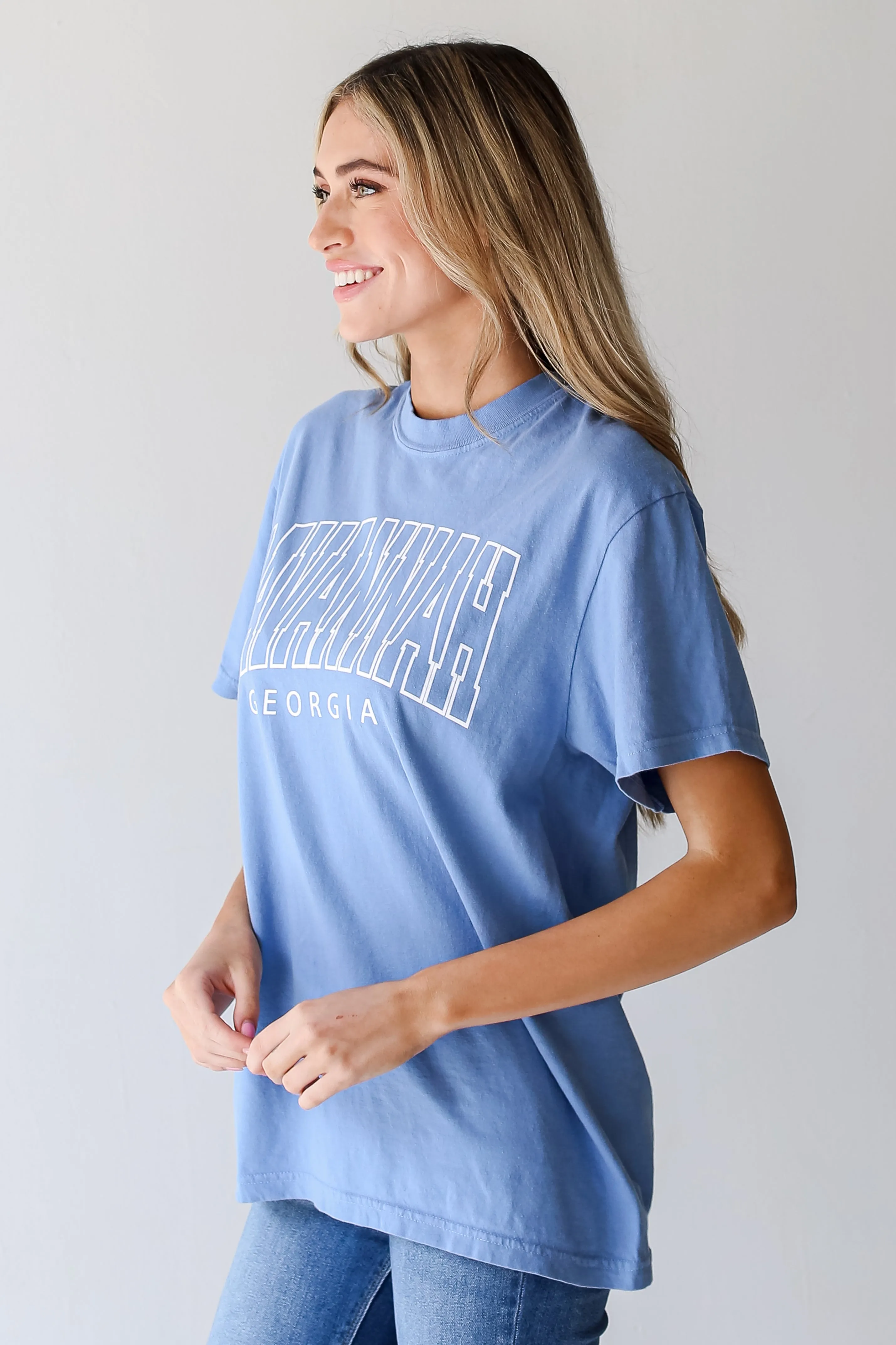 Blue Savannah Georgia Block Letter Tee