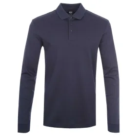 BOSS Pado 30 Long Sleeve Polo Shirt in Navy