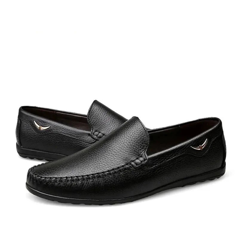 Brand Genuine Leather Handmade Breathable Soft Work Men's Casual Shoes Loafers Slip on Comfortable Men Shoes Size 36-46