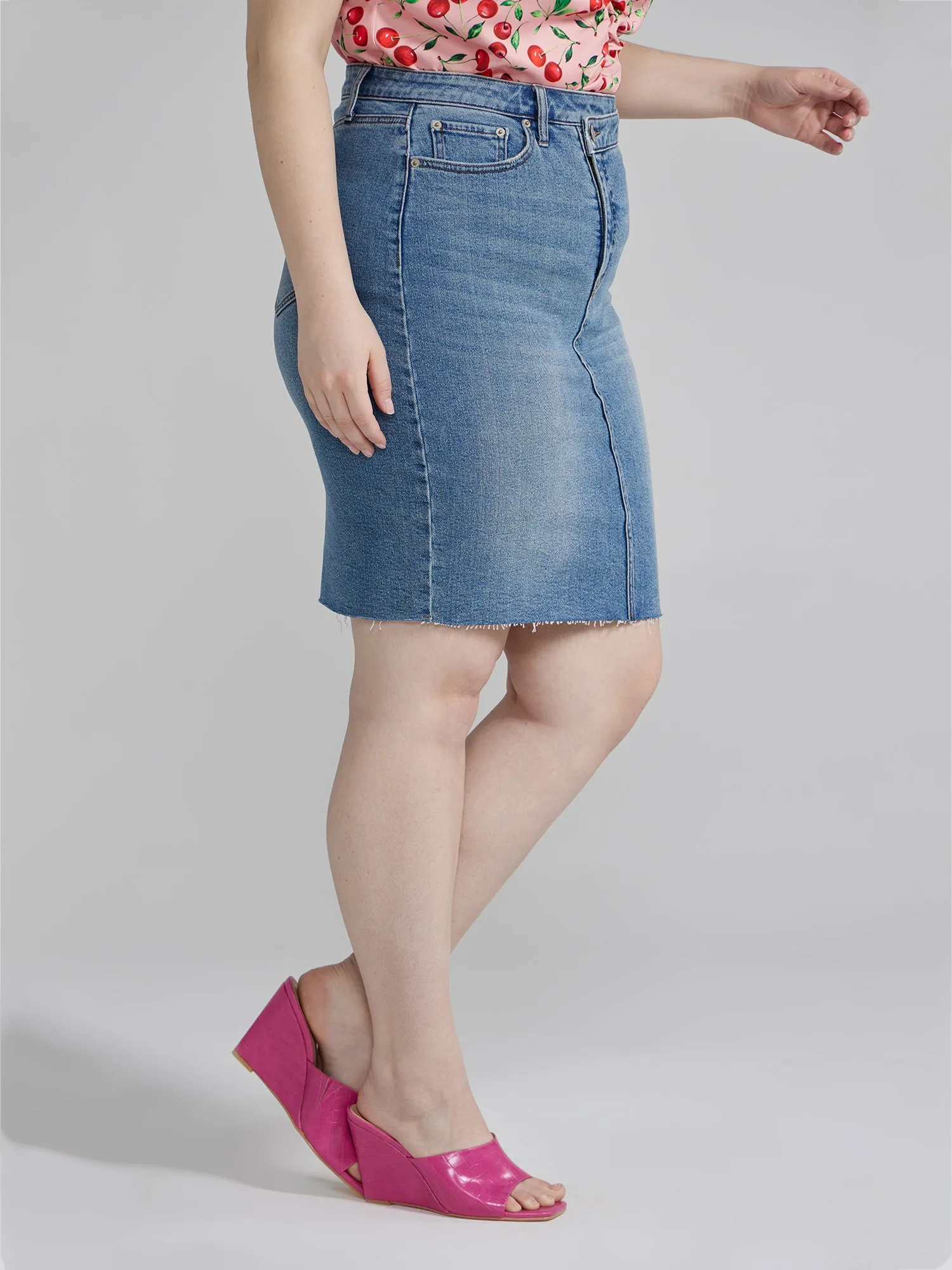 Bria Crossover Waist Denim Skirt