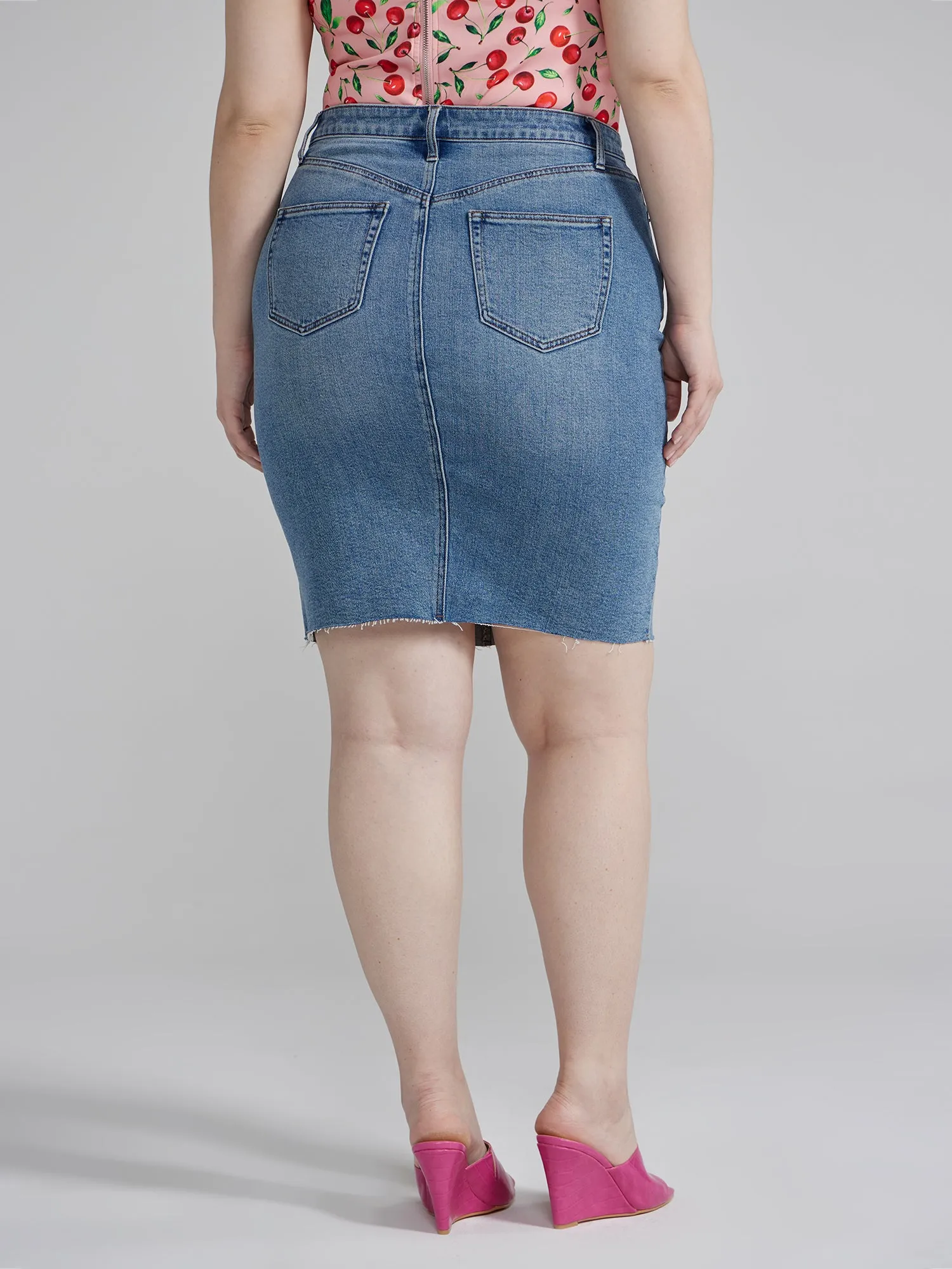 Bria Crossover Waist Denim Skirt