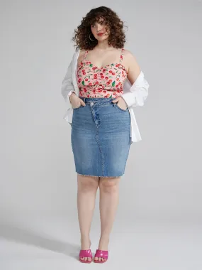 Bria Crossover Waist Denim Skirt