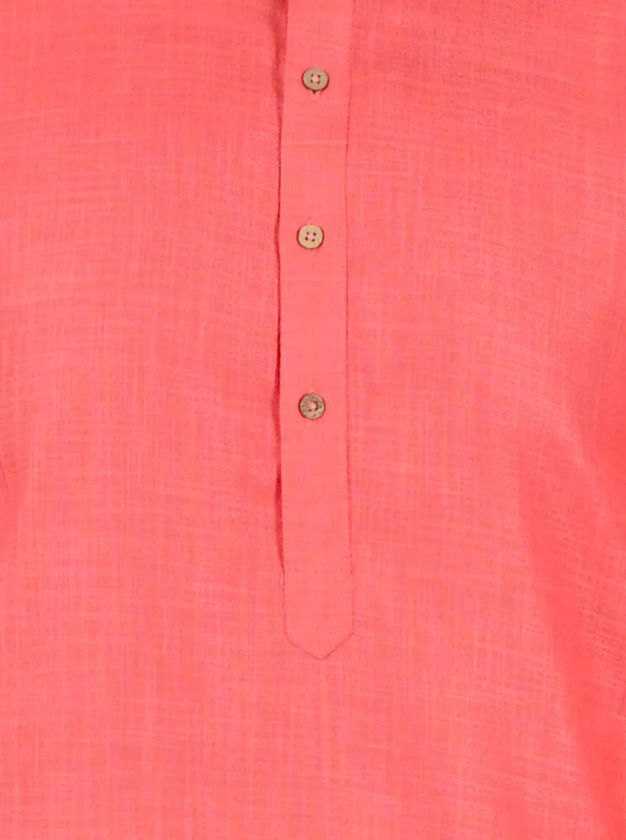 Bright Pink Self Textured Regular Fit Modi Kurta | JadeBlue