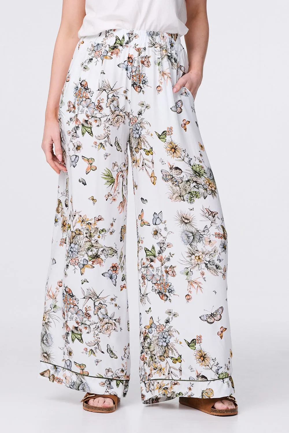 Butterfly Print High Rise Relaxed Trousers