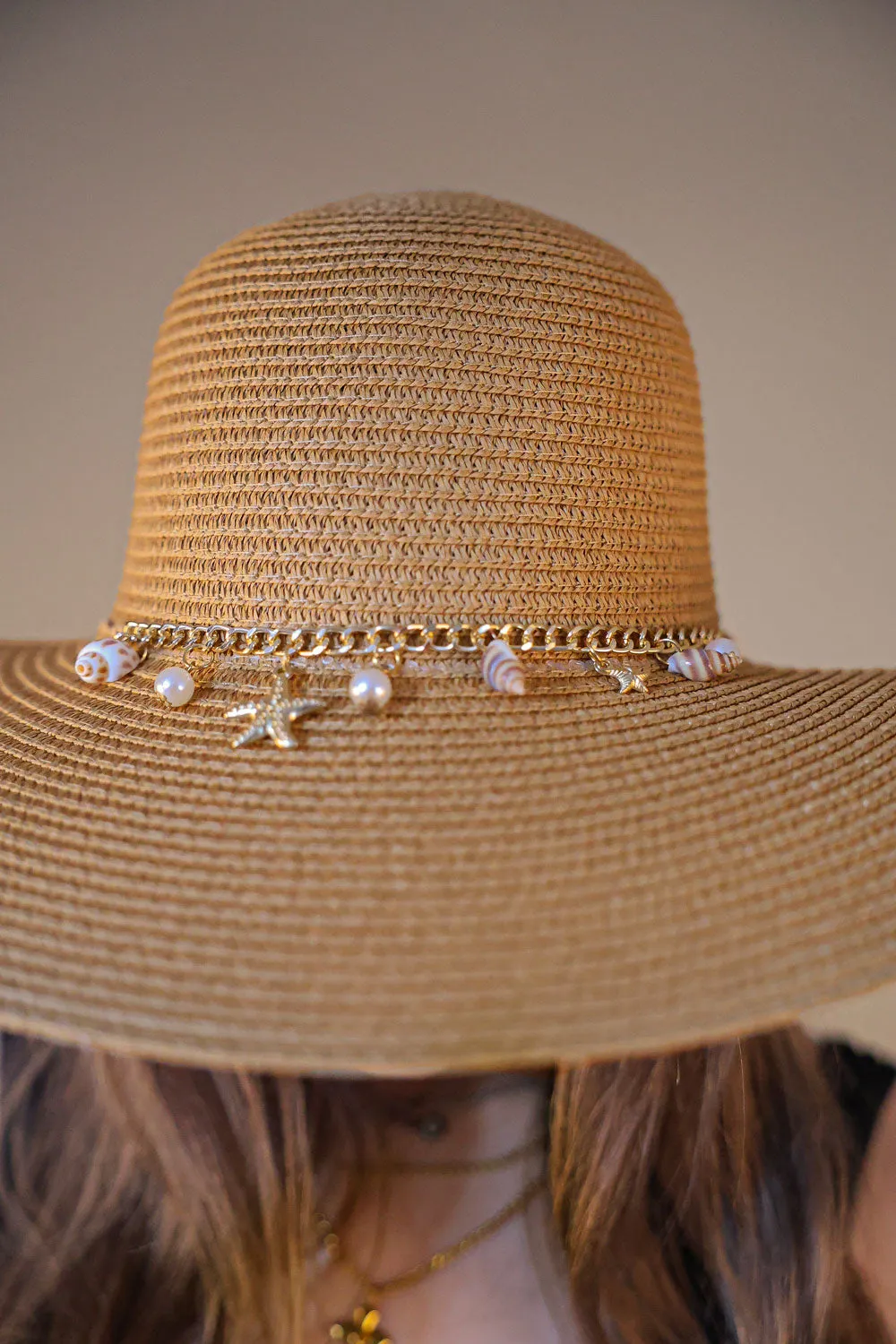 Camel Straw Western Shell Detailing Hat