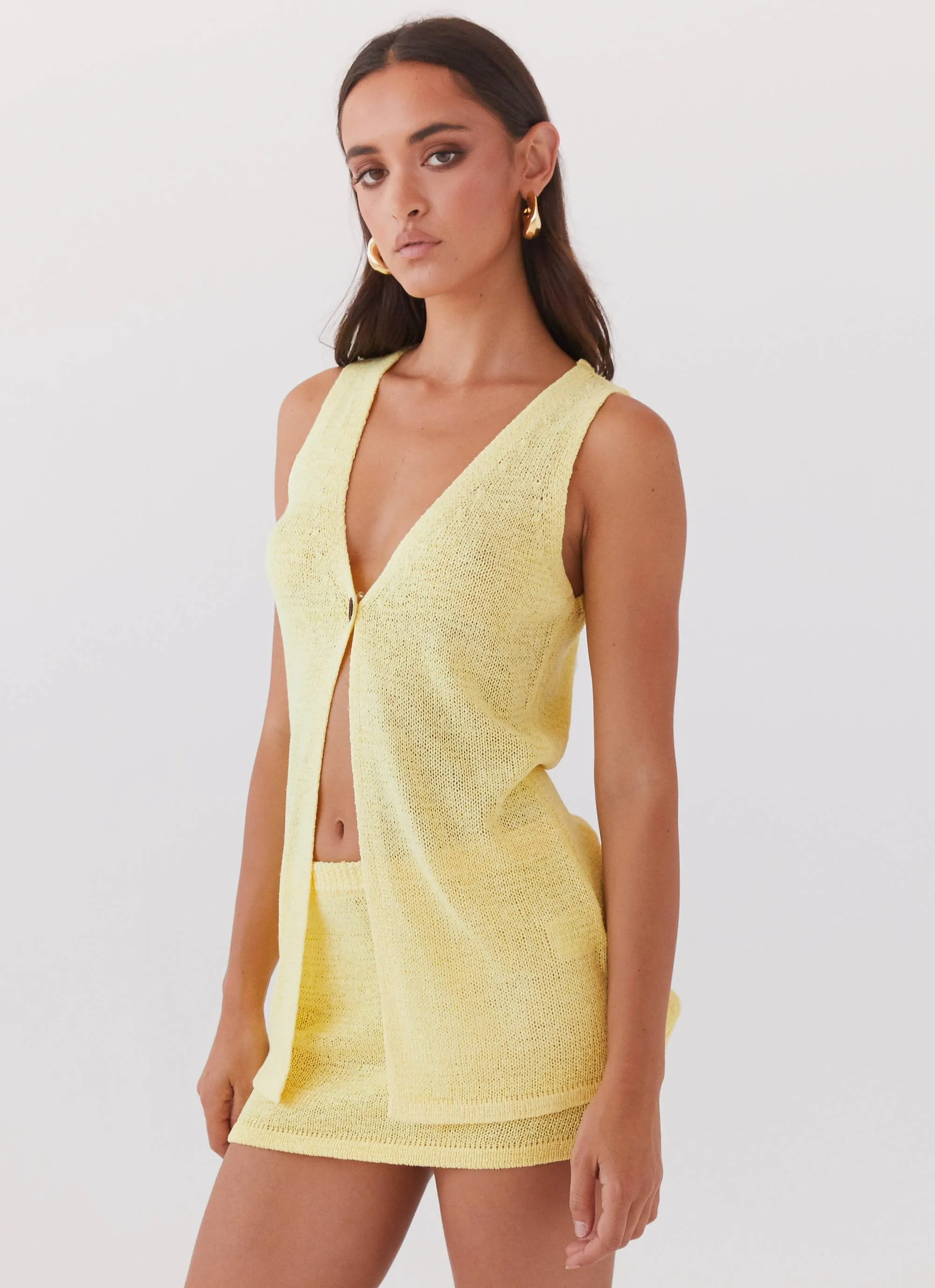 Capri Glow Knit Mini Skirt - Canary