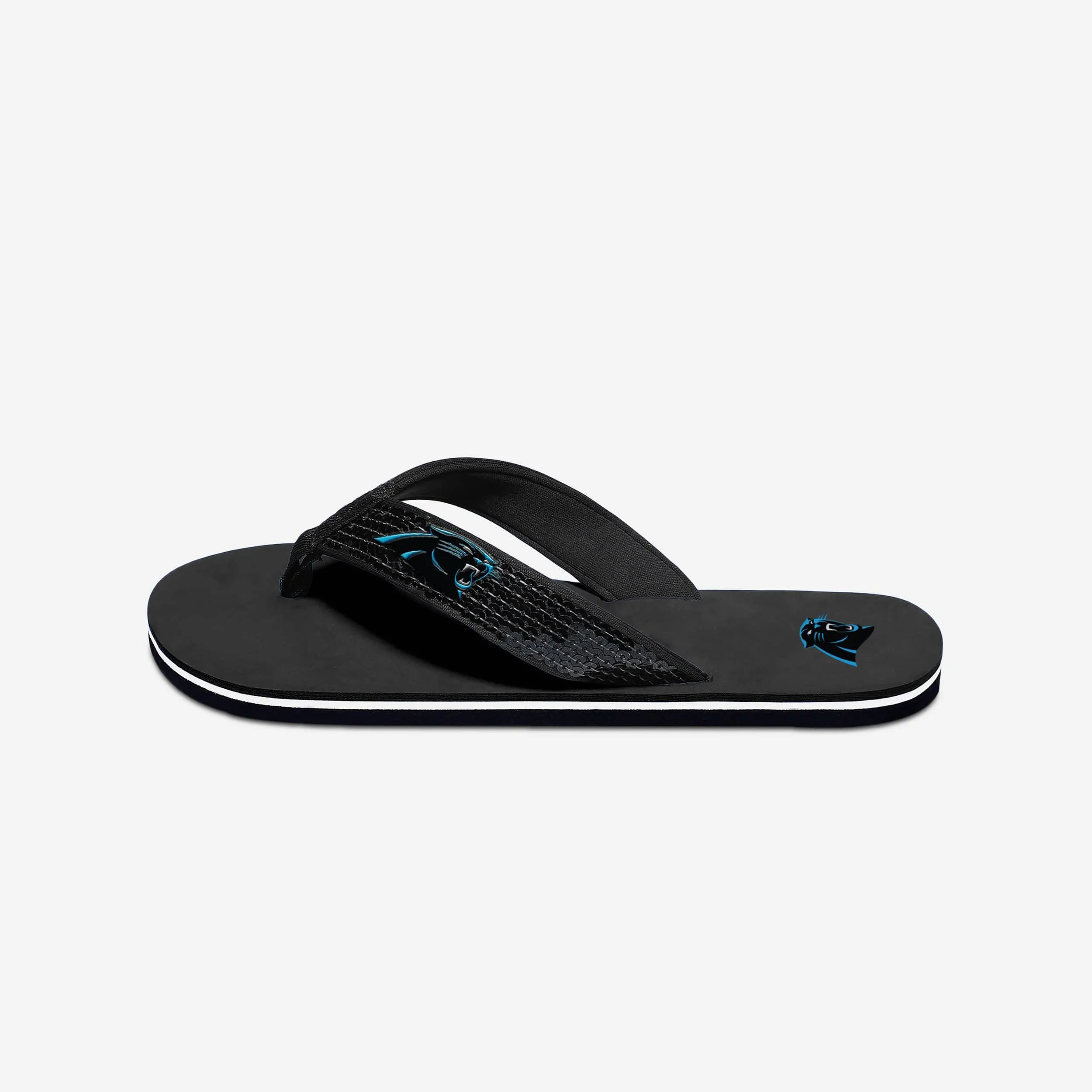 Carolina Panthers Womens Sequin Flip Flop