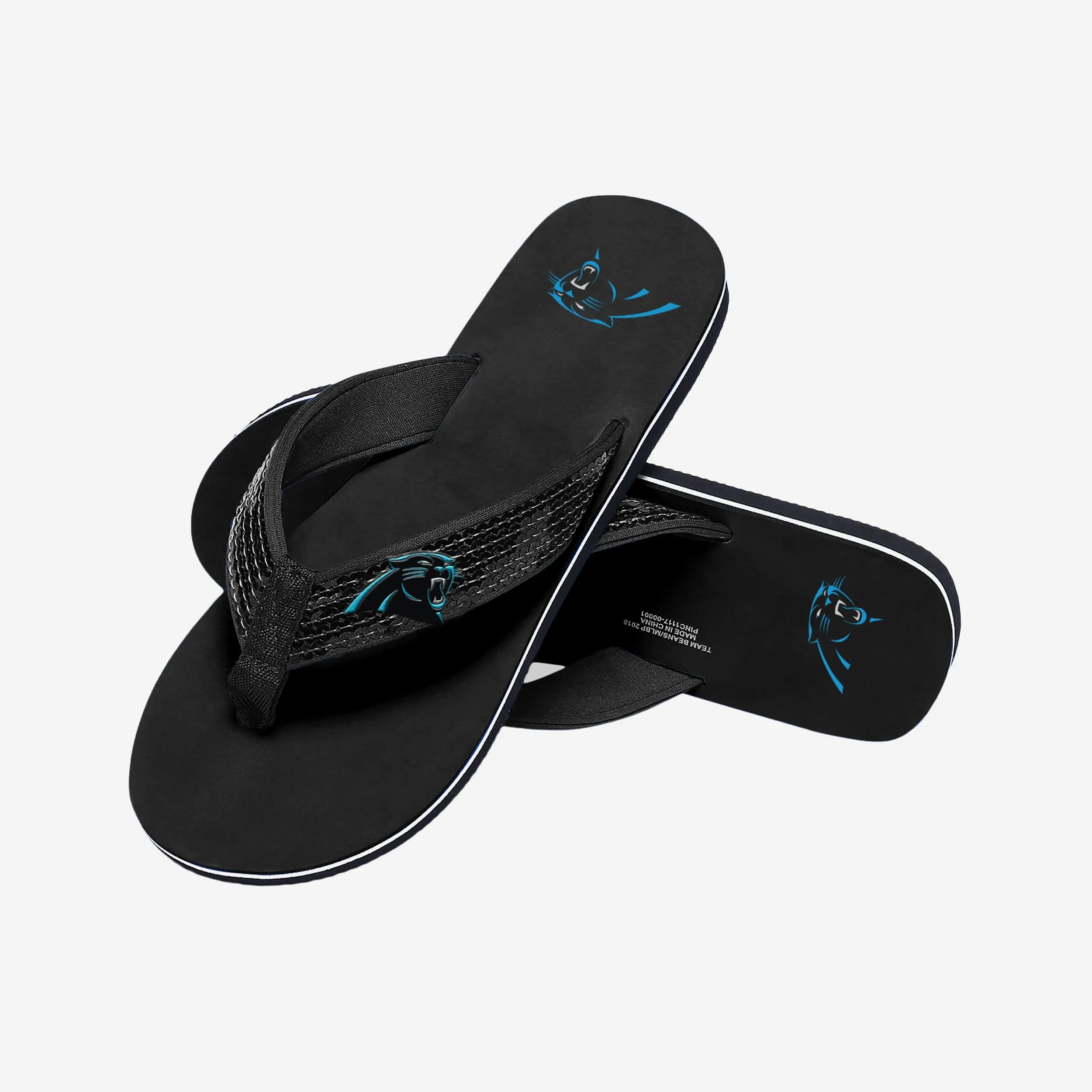 Carolina Panthers Womens Sequin Flip Flop