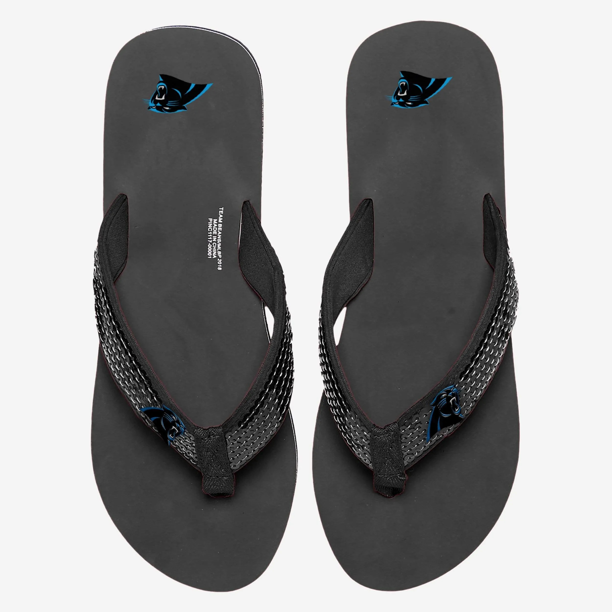 Carolina Panthers Womens Sequin Flip Flop