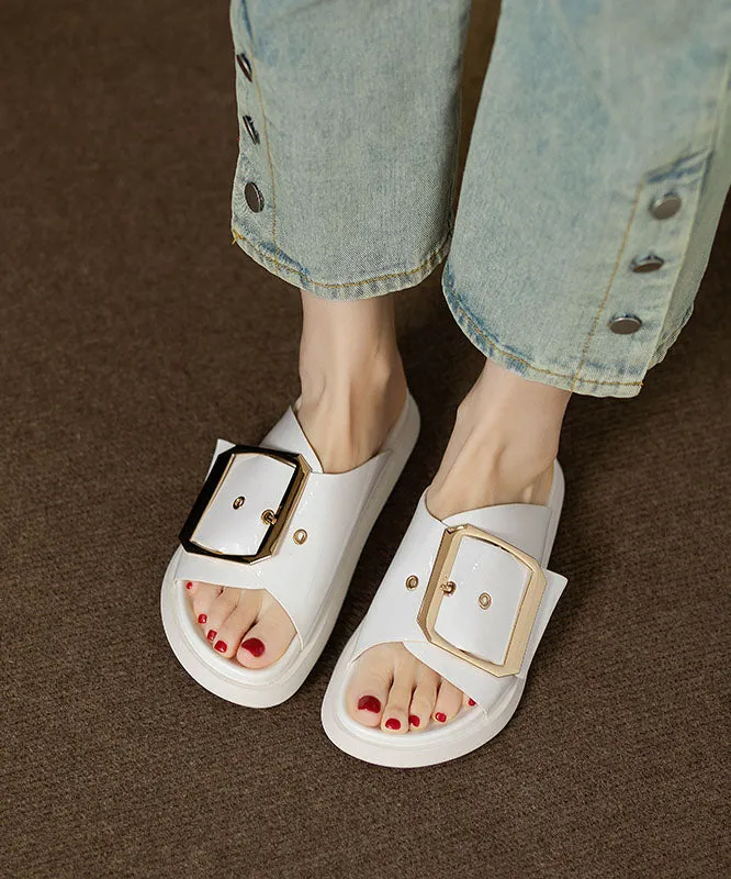 Casual Comfy Black Splicing Platform Slide Sandals QK038