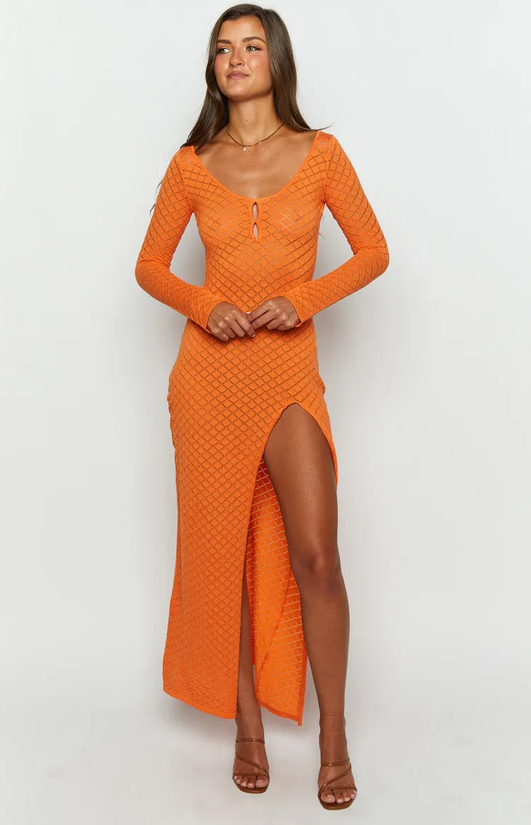 Celine Orange Knit Maxi Dress