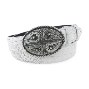 Chalk Mock Caiman Paisley Crystal Belt